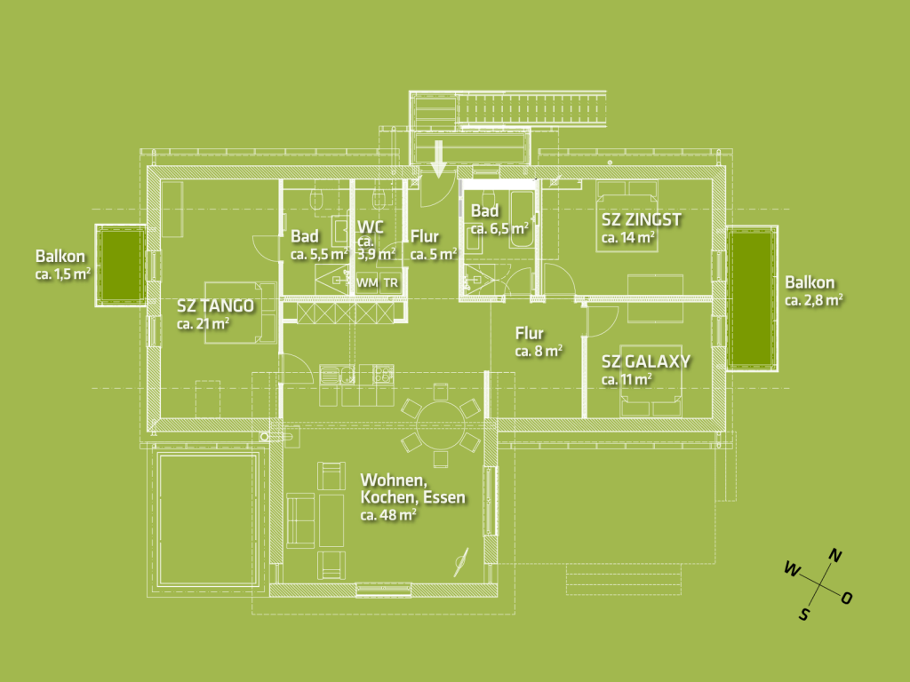 Grundriss Balkone OG