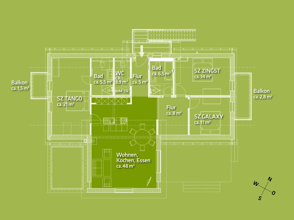 Grundriss Wohnraum OG